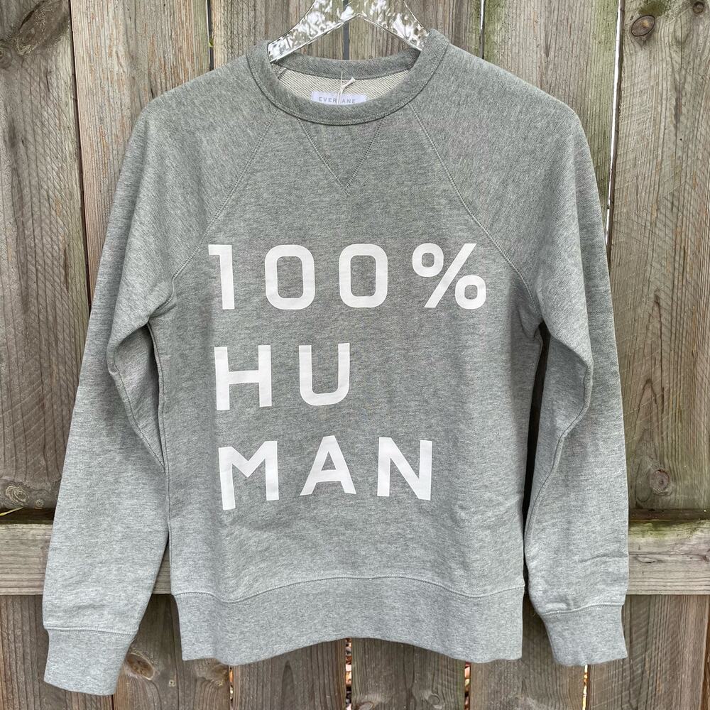 Everlane Sweatshirt 100% Human Pullover Crew Neck Long Sleeve Gray XXS NWT